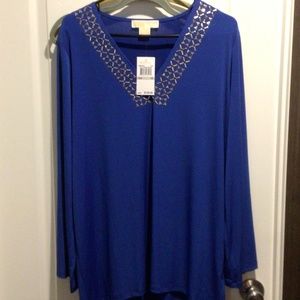 NWT MICHAEL KORS - Embellished LS Tunic Top - Size 1X